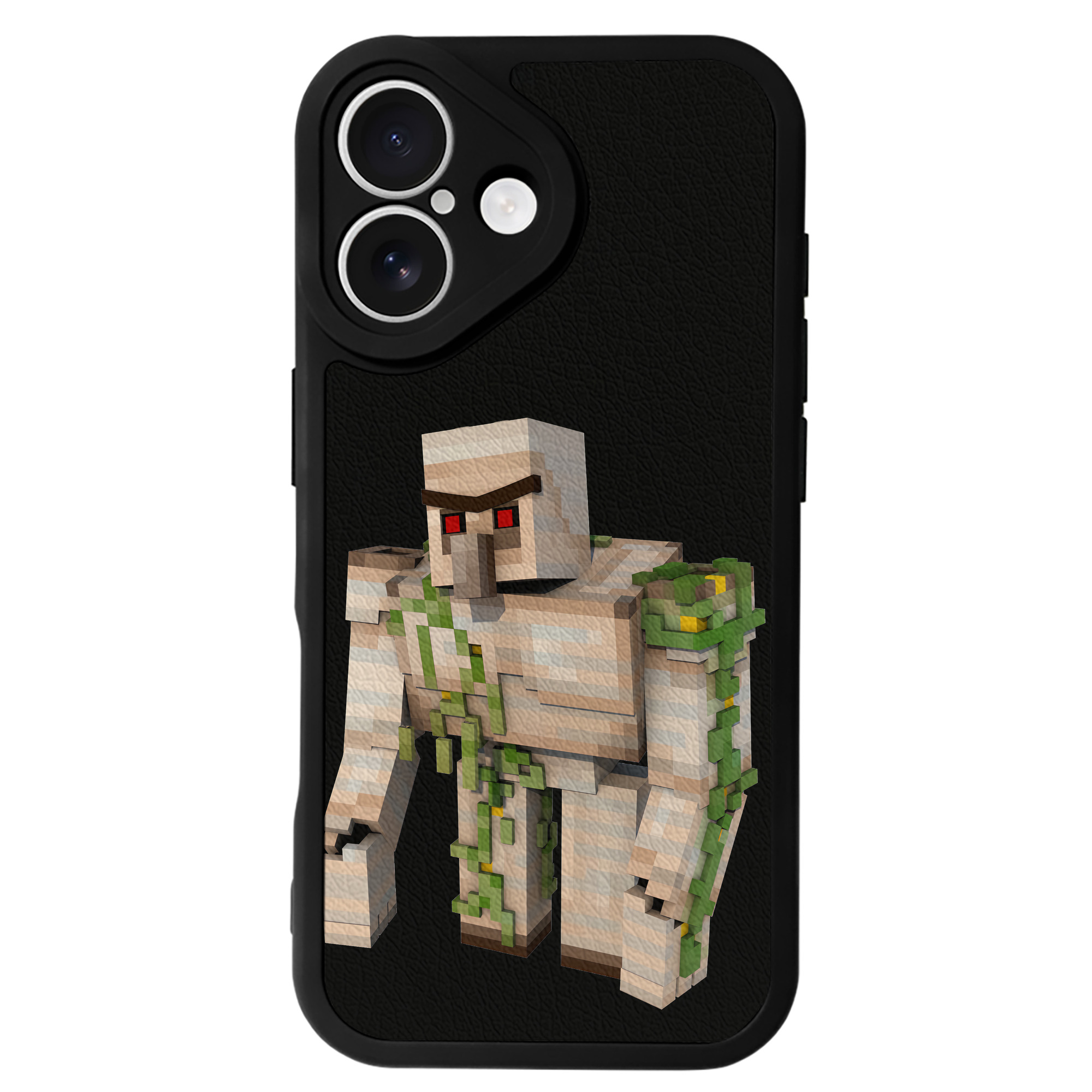 （画像用） マインクラフト ブロックの世界 Minecraft MC Block world 【iPhone 16シリーズ対応】シリコンスマホケース（レザー調） 材質：シリコン